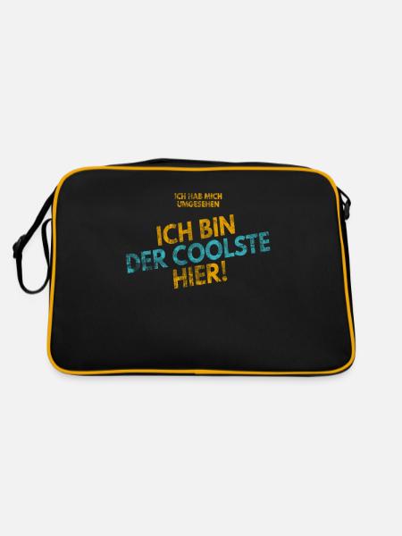 Ich hab mich umgesehen! Ich bin der Coolste hier! - Retro Tasche - Schwarz/Gold - Hinten