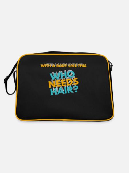 With a Body like this, who needs Hair? - Retro Tasche - Schwarz/Gold - Hinten