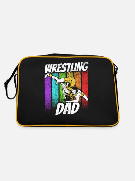 Wrestling Papa Wrestler Ringen Ringer Ringkampf - Retro Tasche - Schwarz/Gold - Hinten