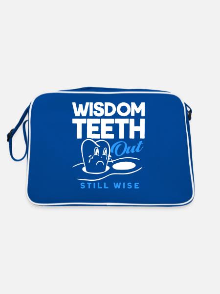 Weisheitszähne Weisheitszahn Patient Zahnarzt - Retro Tasche - Blau/Weiß - Hinten