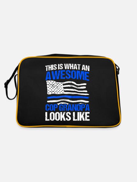 Amerikanisch Polizist Polizei Polizei Großvater - Retro Tasche - Schwarz/Gold - Hinten