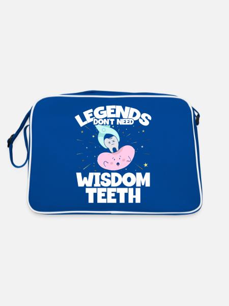 Weisheitszähne Weisheitszahn Patient Zahnarzt - Retro Tasche - Blau/Weiß - Hinten