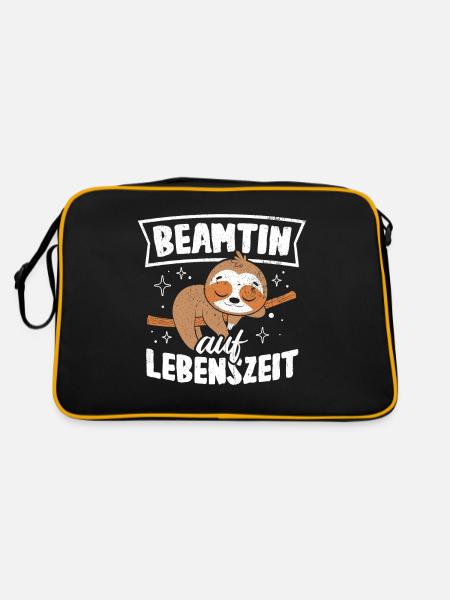 Beamtin auf Lebenszeit - Beamtin Amt Beamtin Gesch - Retro Tasche - Schwarz/Gold - Hinten