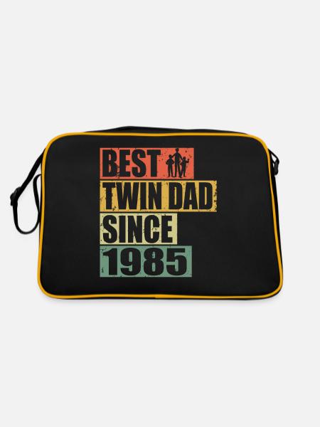 Zwillinge Vater Zwillingsvater seit 1985 - Retro Tasche - Schwarz/Gold - Hinten