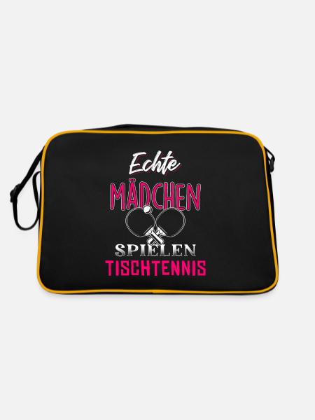 Echte Mädchen spielen Tischtennis - Retro Tasche - Schwarz/Gold