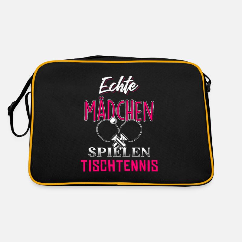 Echte Mädchen spielen Tischtennis - Retro Tasche - Schwarz/Gold