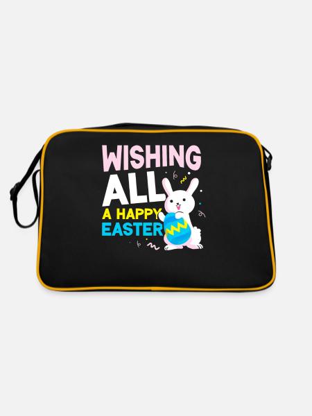 Je souhaite à tous une joyeuse Pâques de Pâques - Sac Retro - noir/or - Dos