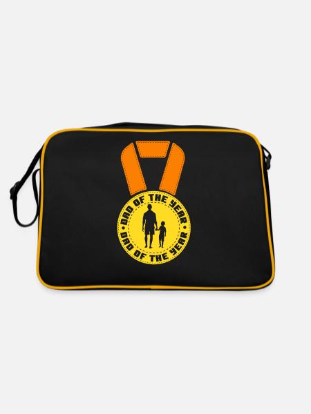 Father of the Year Papa Sayings Daddy Father Day - Retro Bag - black/gold - Back