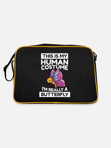 This Is My Human Costume I'm Really A Butterfly - Retro Bag - black/gold - Back