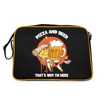 Beer And Pizza Pizza Gift - Retro Bag - black/gold - Back