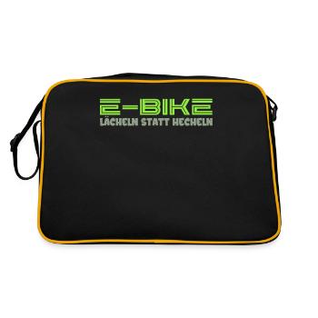 E-Bike Lächeln statt Hecheln Pedelec E-Bike - Retro Tasche - Schwarz/Gold - Hinten