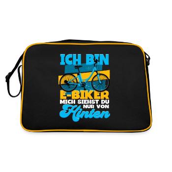 Ich bin E-Biker Hecheln Pedelec E-Bike - Retro Tasche - Schwarz/Gold - Hinten