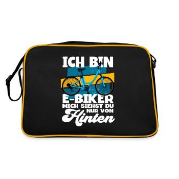Ich bin E-Biker Hecheln Pedelec E-Bike - Retro Tasche - Schwarz/Gold - Hinten
