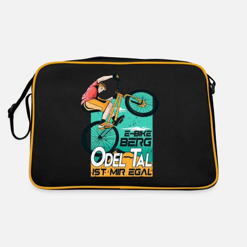 E-Bike Berg oder Tal ist mir egal Pedelec E-Bike - Retro Tasche - Schwarz/Gold