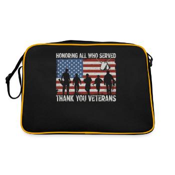 Honoring All Who Served Military Veterans Day - Retro Tasche - Schwarz/Gold - Hinten