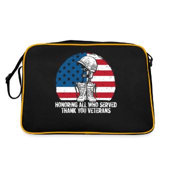 Honoring All Who Served Military Veterans Day - Retro Tasche - Schwarz/Gold - Hinten