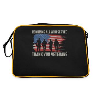 Honoring All Who Served Military Veterans Day - Retro Tasche - Schwarz/Gold - Hinten