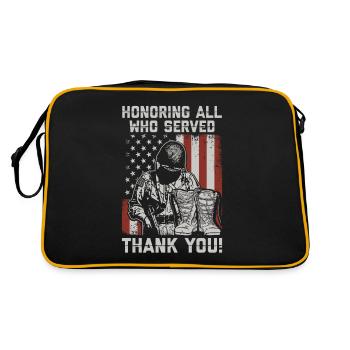 Honoring All Who Served Military Veterans Day - Retro Tasche - Schwarz/Gold - Hinten