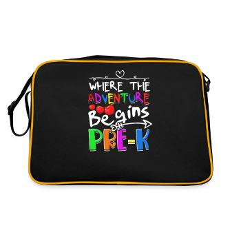 Wo das Abenteuer beginnt pre k - Kindertagesstätte - Retro Tasche - Schwarz/Gold - Hinten