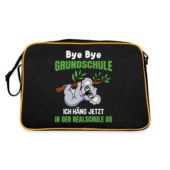 Grundschulabschluss Realschule Einschulung 5Klasse - Retro Tasche - Schwarz/Gold - Hinten