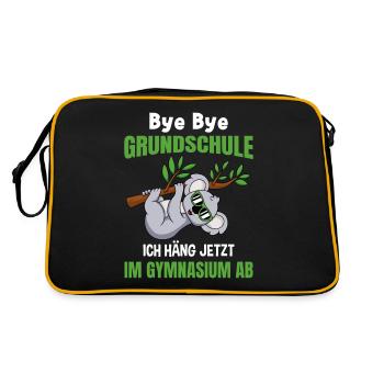 Grundschulabschluss Gymnasium Einschulung 5 Klasse - Retro Tasche - Schwarz/Gold - Hinten