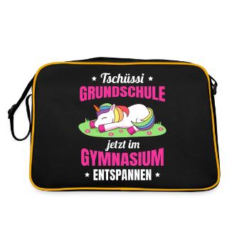 Grundschulabschluss Gymnasium Einschulung 5 Klasse - Retro Tasche - Schwarz/Gold - Hinten