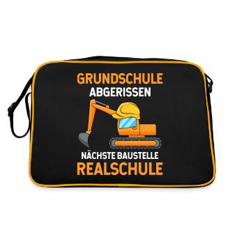 Grundschulabschluss Realschule Einschulung 5Klasse - Retro Tasche - Schwarz/Gold - Hinten
