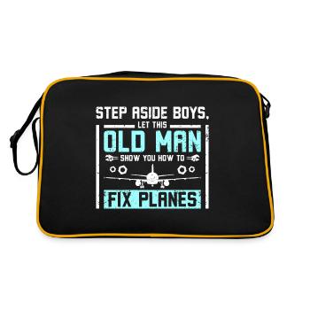 Let this old man show you how to fix planes - Retro Bag - black/gold - Back