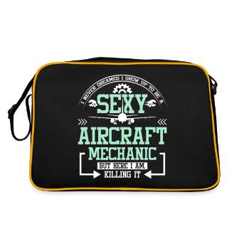 Sexy aircraft mechanic - Retro Bag - black/gold - Back
