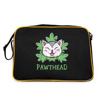 Pawthead Cat Weed - Cute Tabbies Tiger Stripe Cat - Retro Bag - black/gold - Back