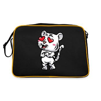 Weißer Tiger Emoticon Bengalischer Tiger - Retro Tasche - Schwarz/Gold - Hinten