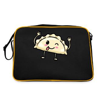 Pierogi Kawaii Emoticon Cuisine polonaise - Sac Retro - noir/or - Dos