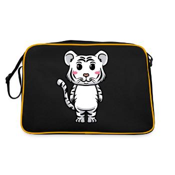 Weißer Tiger Emoticon Bengalischer Tiger - Retro Tasche - Schwarz/Gold - Hinten