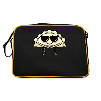 Pierogi Kawaii Emoticon Cuisine polonaise - Sac Retro - noir/or - Dos
