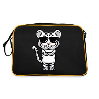 Weißer Tiger Emoticon Bengalischer Tiger - Retro Tasche - Schwarz/Gold - Hinten