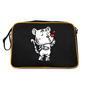 Weißer Tiger Emoticon Bengalischer Tiger - Retro Tasche - Schwarz/Gold - Hinten