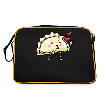 Pierogi Kawaii Emoticon Cuisine polonaise - Sac Retro - noir/or - Dos