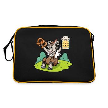 Ziegenbier Brezel Bayerische Lederhose Bier - Retro Tasche - Schwarz/Gold - Hinten