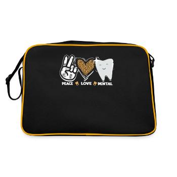 Peace Love Dental Leopard Heart Teeth - Tooth - Retro Bag - black/gold - Back