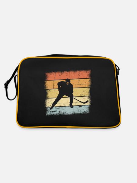 Eishockey Sunset - Retro Tasche - Schwarz/Gold - Hinten