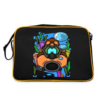 Scuba Diver Monkey Diving Goggles Scuba Diving - Retro Tasche - Schwarz/Gold - Hinten