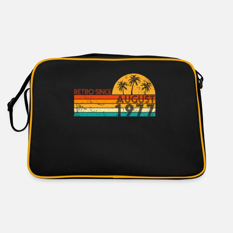 Retro since August 1977 - Geburtstag im August - Retro Tasche - Schwarz/Gold