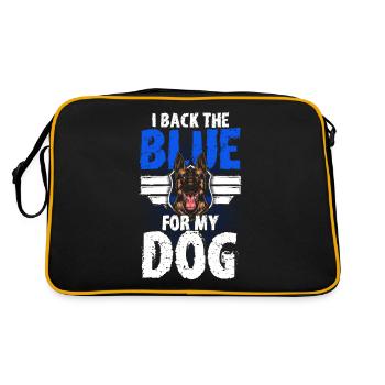 Deutscher Schäferhund Polizeihund Polizei Hund - Retro Tasche - Schwarz/Gold - Hinten