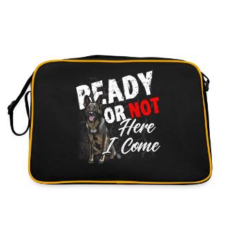 Deutscher Schäferhund Polizeihund Polizei Hund - Retro Tasche - Schwarz/Gold - Hinten