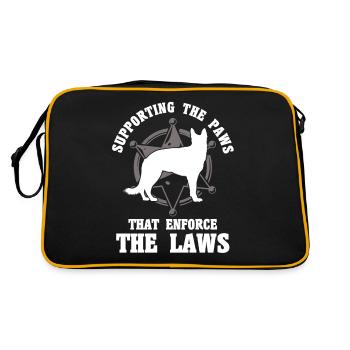 Deutscher Schäferhund Polizeihund Polizei Hund - Retro Tasche - Schwarz/Gold - Hinten