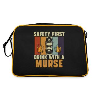 Sicherheit Erstes Getränk mit einer - Retro Tasche - Schwarz/Gold - Hinten