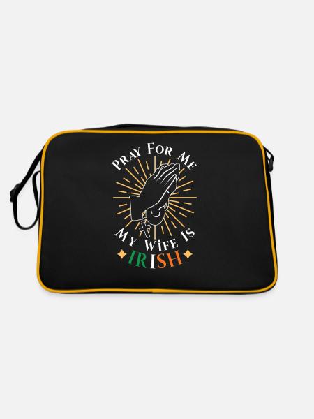 Pray for me My wife is Irish Irish Ireland - Retro Bag - black/gold - Back