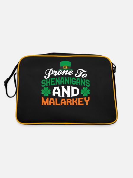 Anfällig Für Blödsinn Und Unfug Irland Gälisch Ire - Retro Tasche - Schwarz/Gold - Hinten