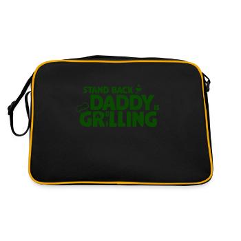 Recule! Papa fait des grillades! Griller, BBQ - Sac Retro - noir/or - Dos