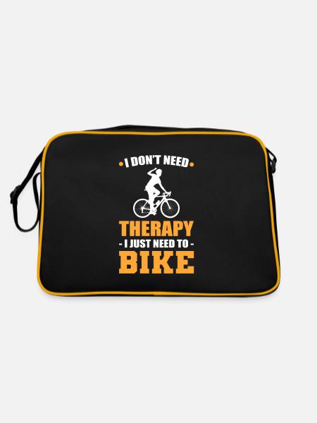I Don't Need Therapy. I Just Need To Bike - Retro Tasche - Schwarz/Gold - Hinten